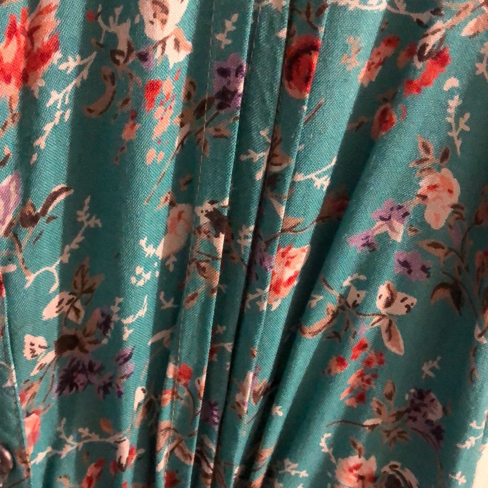 Adorable Access Teal Flowered Skort Romper - Picture 3 of 8